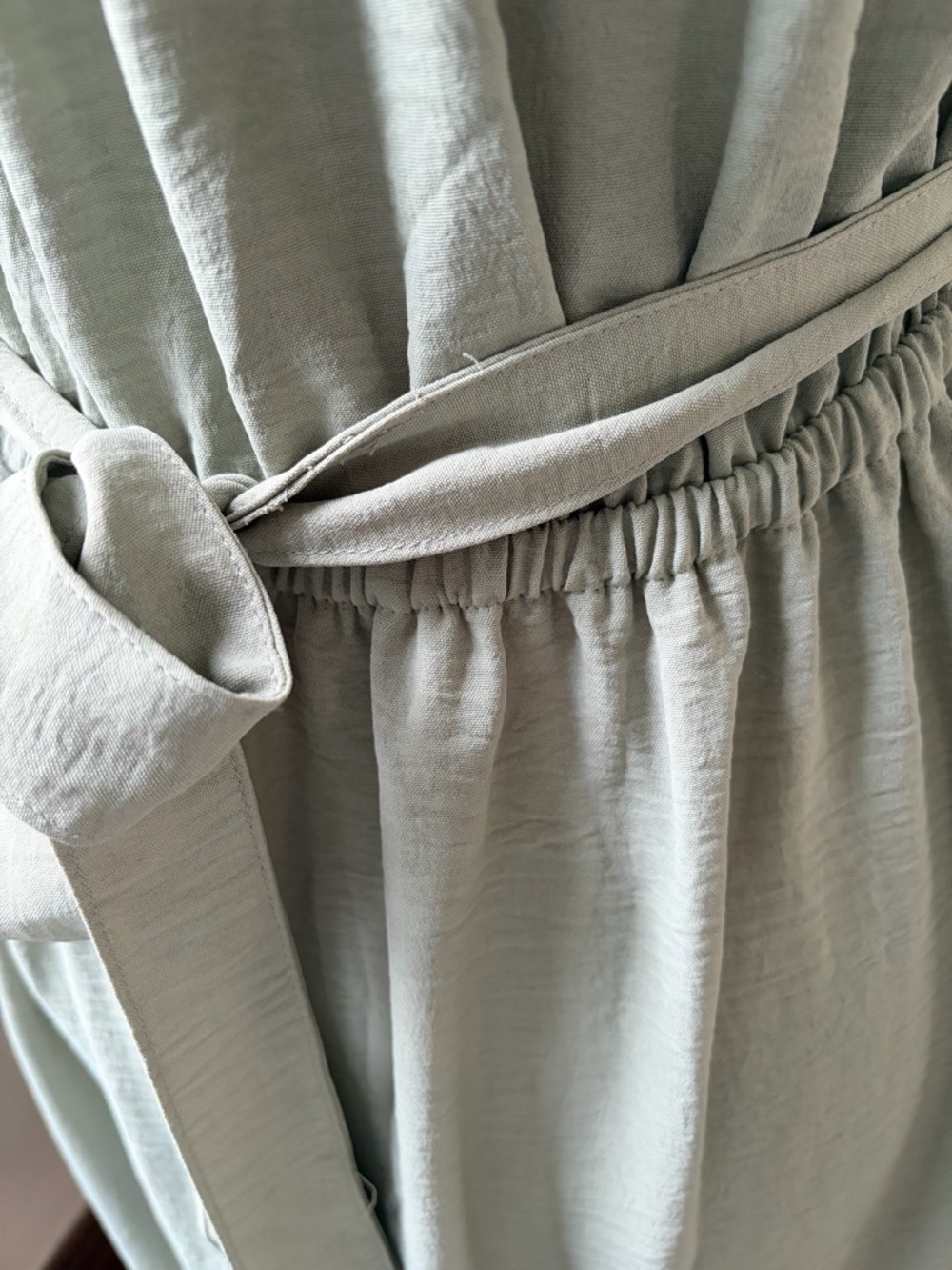 Lucky Brand Sage Green Midi Dress Flutter Sleeve Tie Waist Medium - Picture 8 of 9